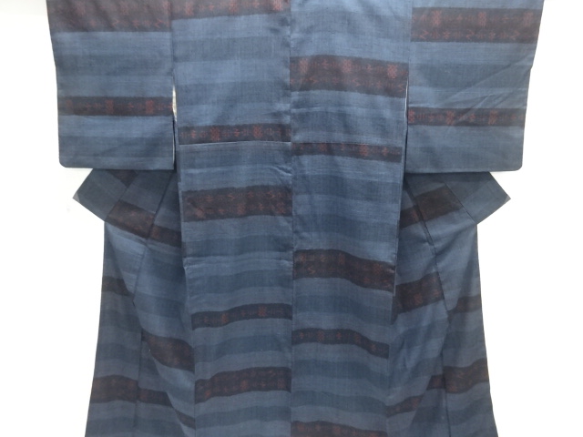 JAPANESE KIMONO / ANTIQUE KIMONO / SILK / MAWATA OJIYA TSUMUGI / WOVEN STRIPE